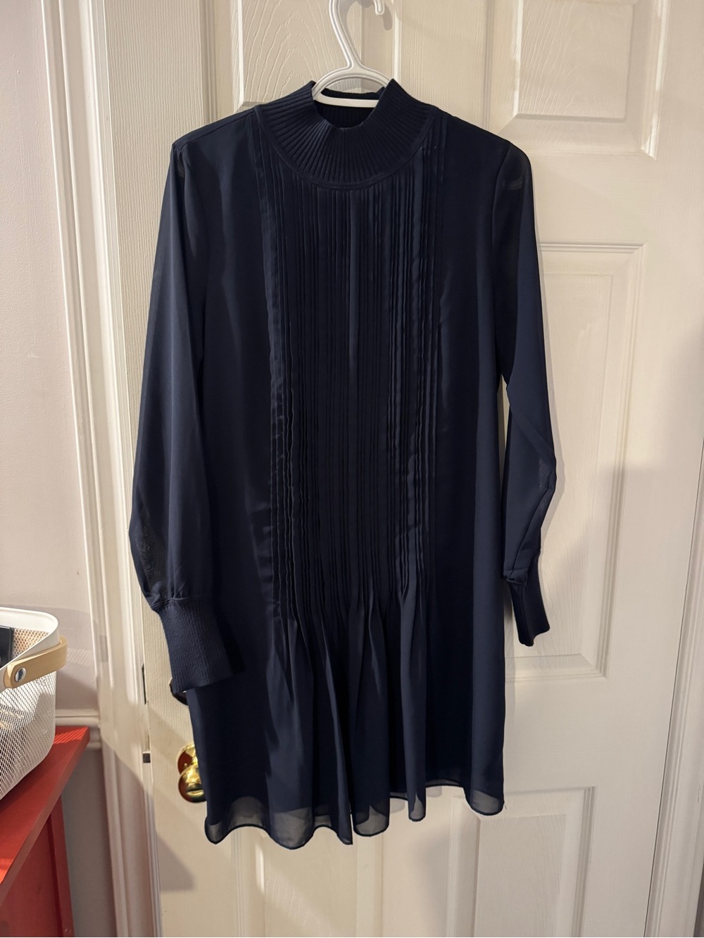 Club Monaco Navy Ribbed Mock Neck Dress